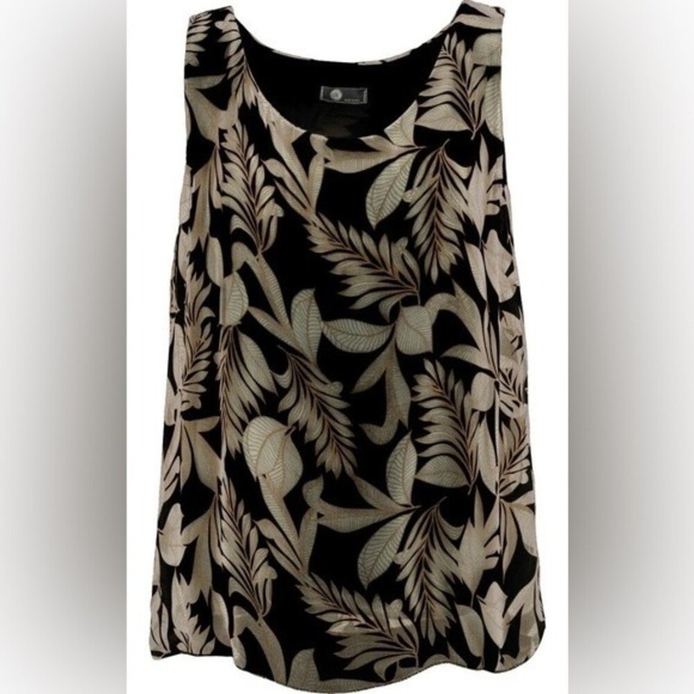 M Made In Italy Silk Blend Flowy Sheer Floral Lined Sleeveless Tank Top Blouse L